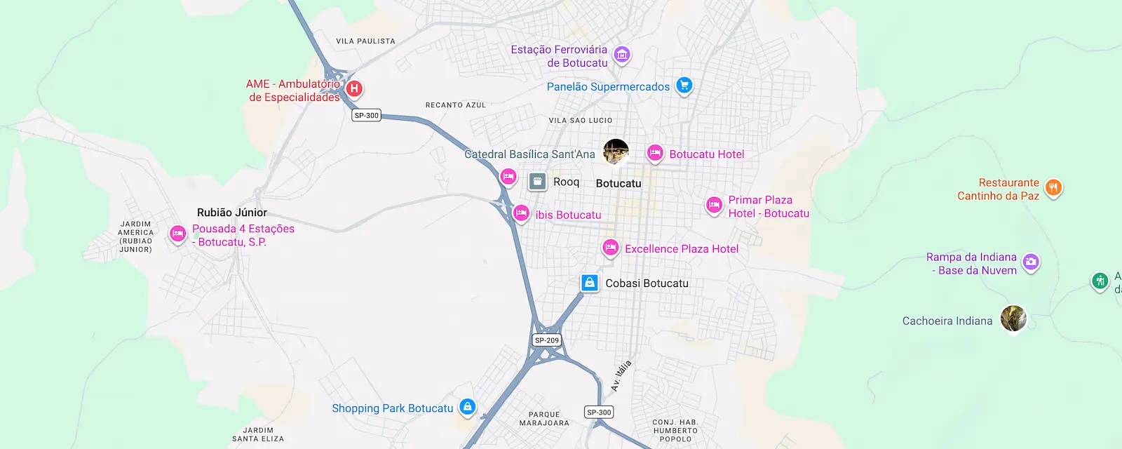 Mapa da cidade de Botucatu, São Paulo